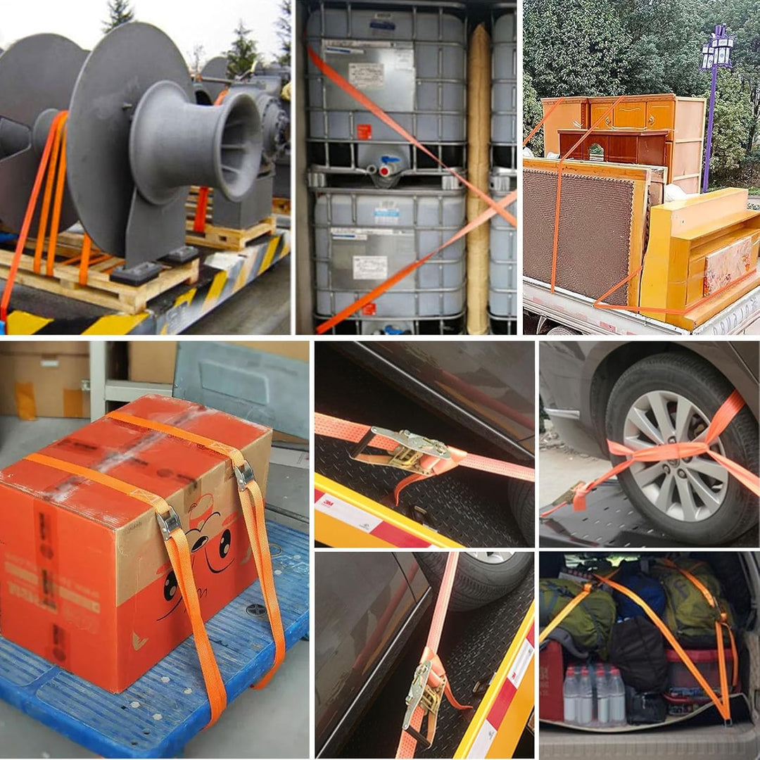 4 Stück Spanngurt mit Ratsche,1000KG Ratschengurte Zurrgurte,4m lang,25 mm breit mit Ratsche und J-H