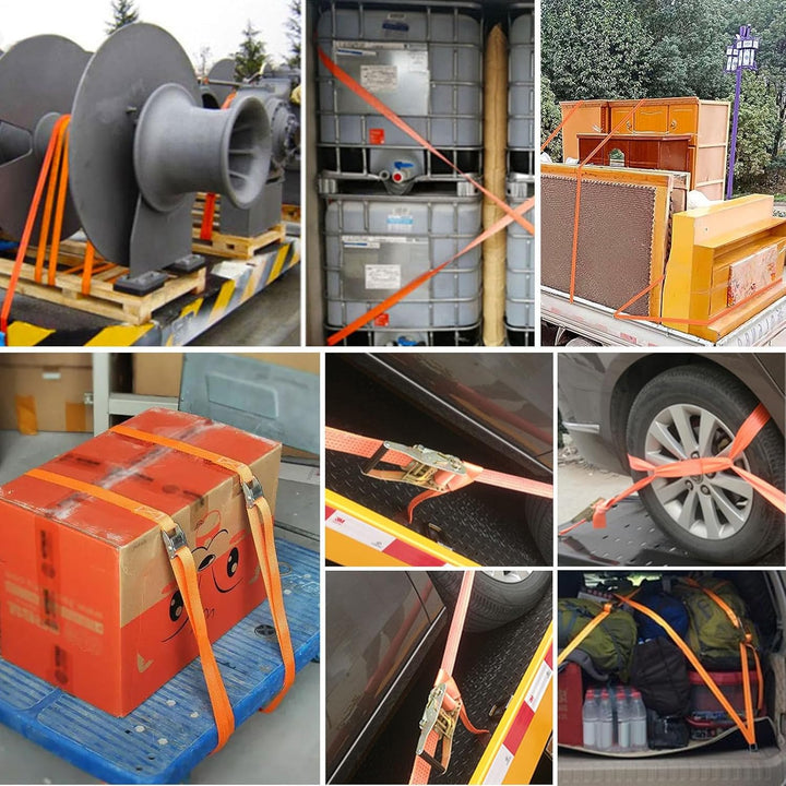 4 Stück Spanngurt mit Ratsche,1000KG Ratschengurte Zurrgurte,4m lang,25 mm breit mit Ratsche und J-H