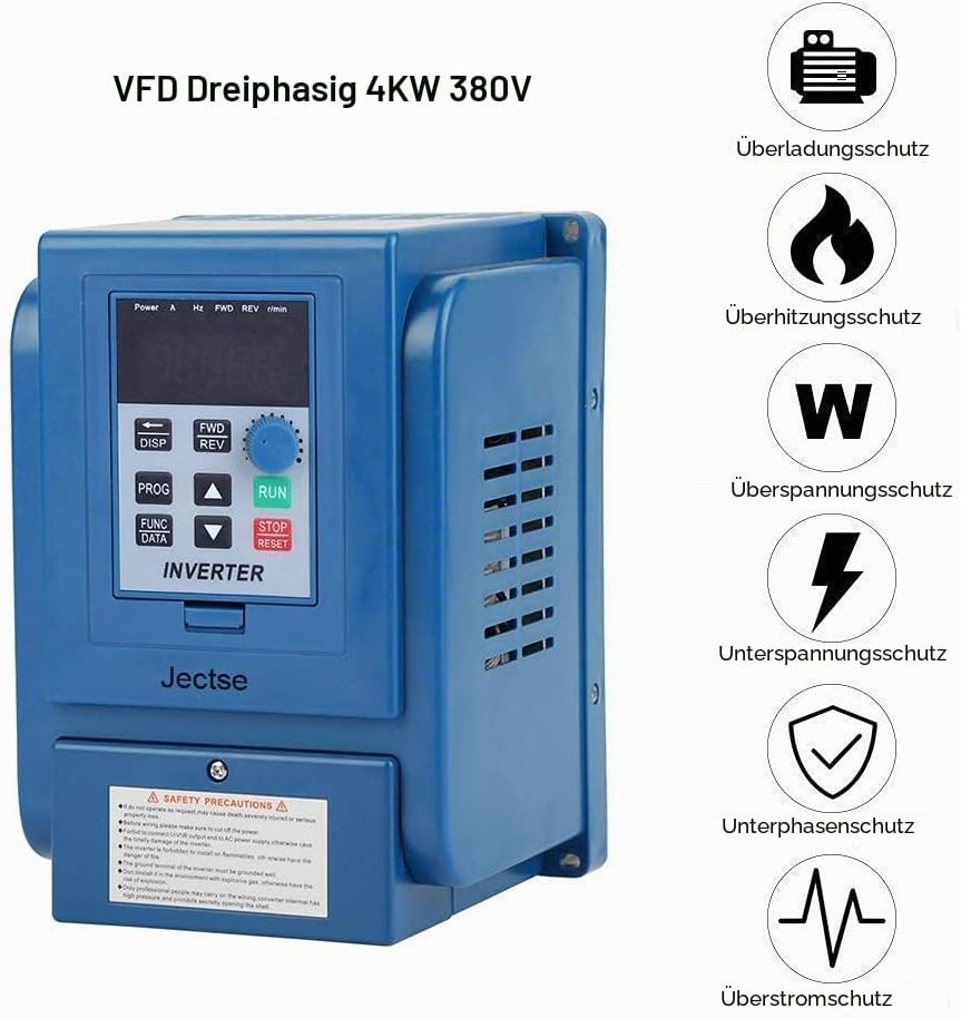 Frequenzumrichter，Jectse 380VAC 4kW 3-phasige PWM-Steuerung Wechselstrom VFD-Wechselrichter VFD Inve