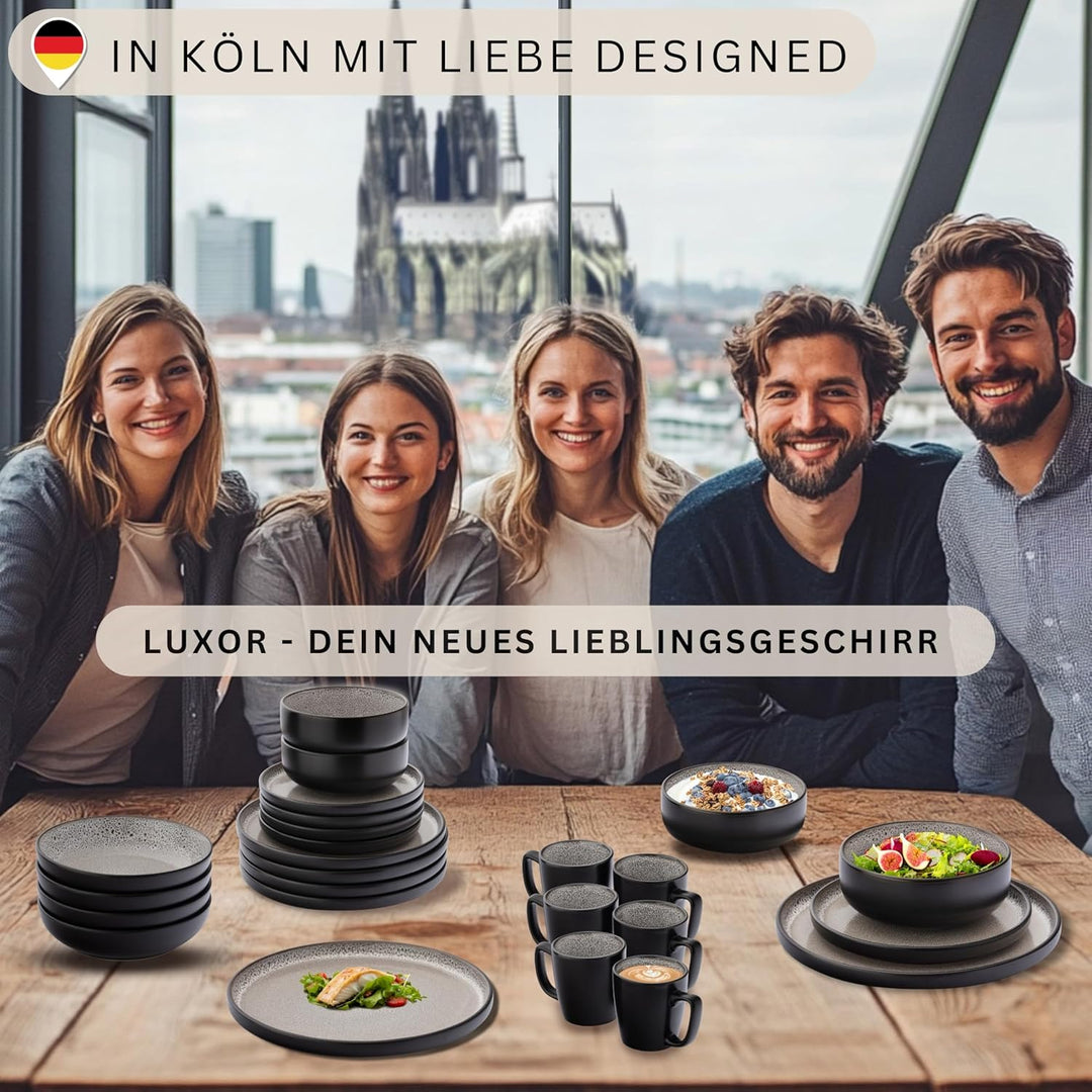 SÄNGER Luxor | Kaffeebecher 6 Personen, Steingut Kaffeetassen Set 6er, Tassen Teetasse spülmaschinen