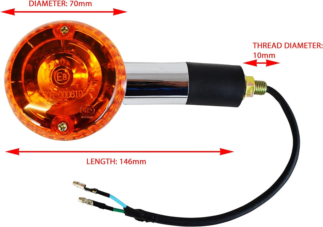 homologiert Chrom Blinker Motorrad - gross - E-markiert mit Orange Gläser - passt für die meisten ma