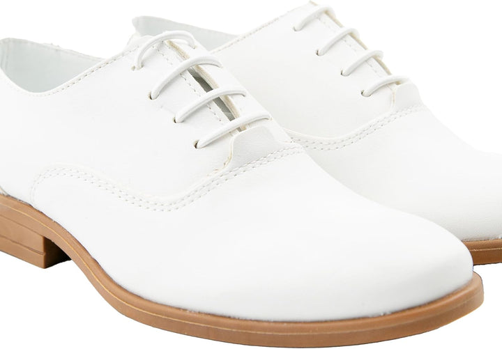 Derby-Schnürschuhe für Jungen – Kommunion, Hochzeit, Abschlussball, formelle Schuhe Weiss 26 EU, Wei