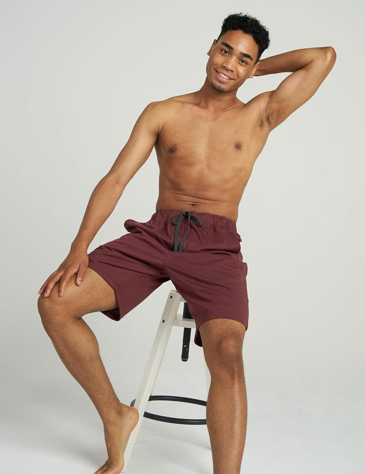 LAPASA Herren Pyjama Shorts mit Taschen, 2er Pack Pyjamahose Schlafshorts Baumwolle Kurze Schlafanzu