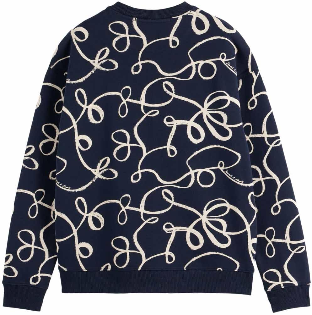 Scotch & Soda Herren All Over Print Crewneck Sweatshirt S Aop Ribbon Navy, S Aop Ribbon Navy