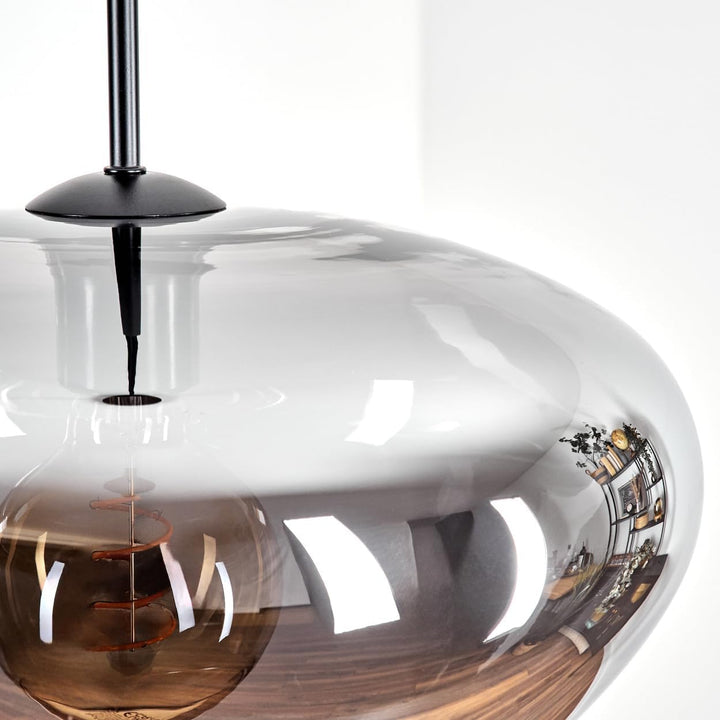 HOFSTEIN Hängeleuchte Mertola, 1-flammige Hängelampe aus Metall/Glas in Schwarz/Rauchfarben, moderne