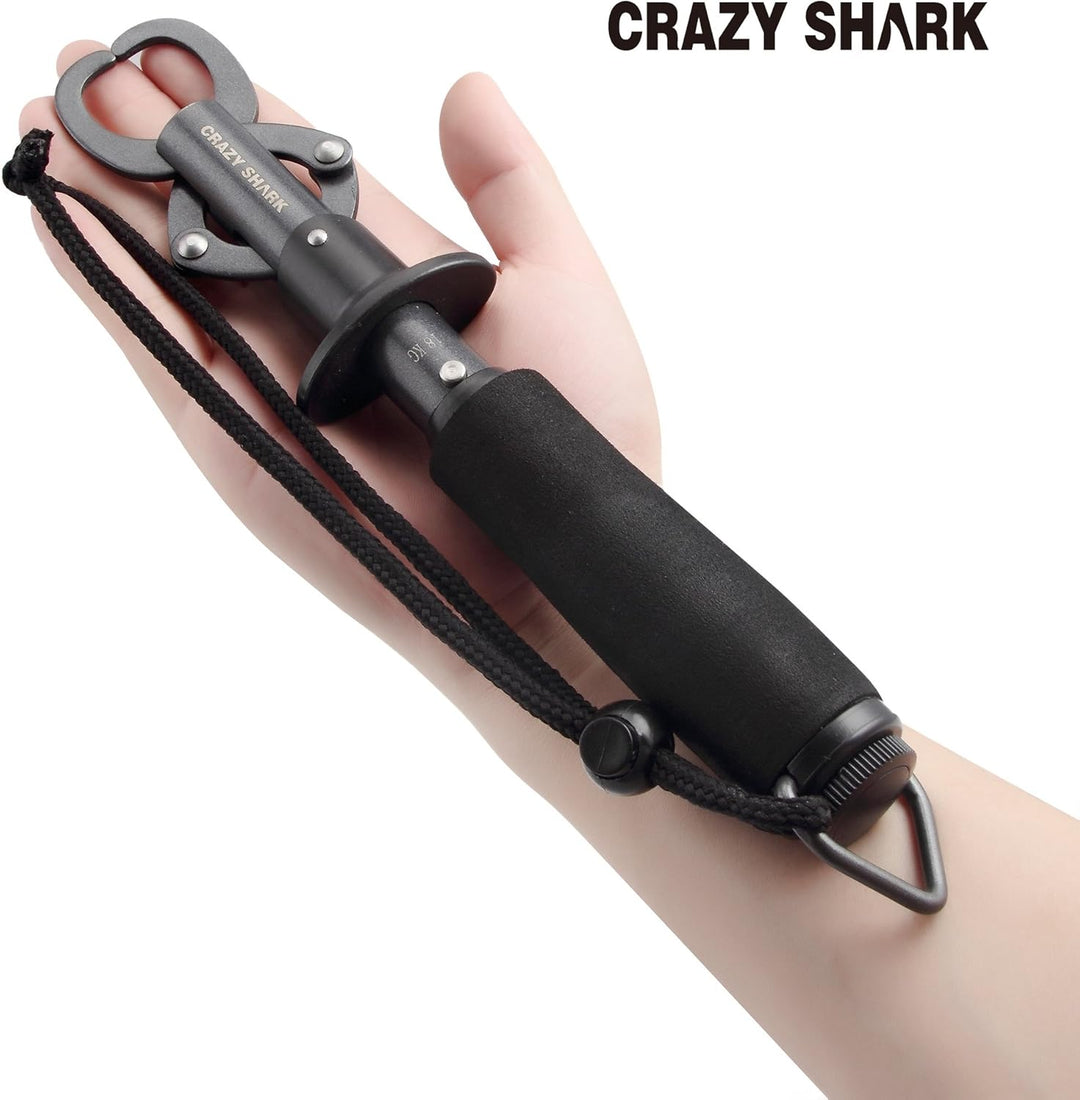 CRAZY SHARK Fish Lip Grabber aus Edelstahl Fischhalter mit Waage Grau, Grau