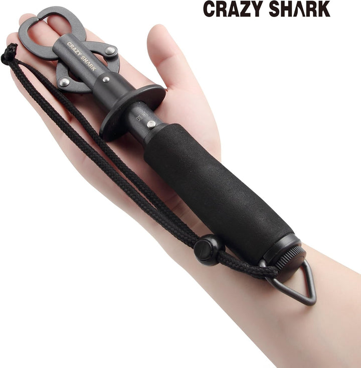 CRAZY SHARK Fish Lip Grabber aus Edelstahl Fischhalter mit Waage Grau, Grau