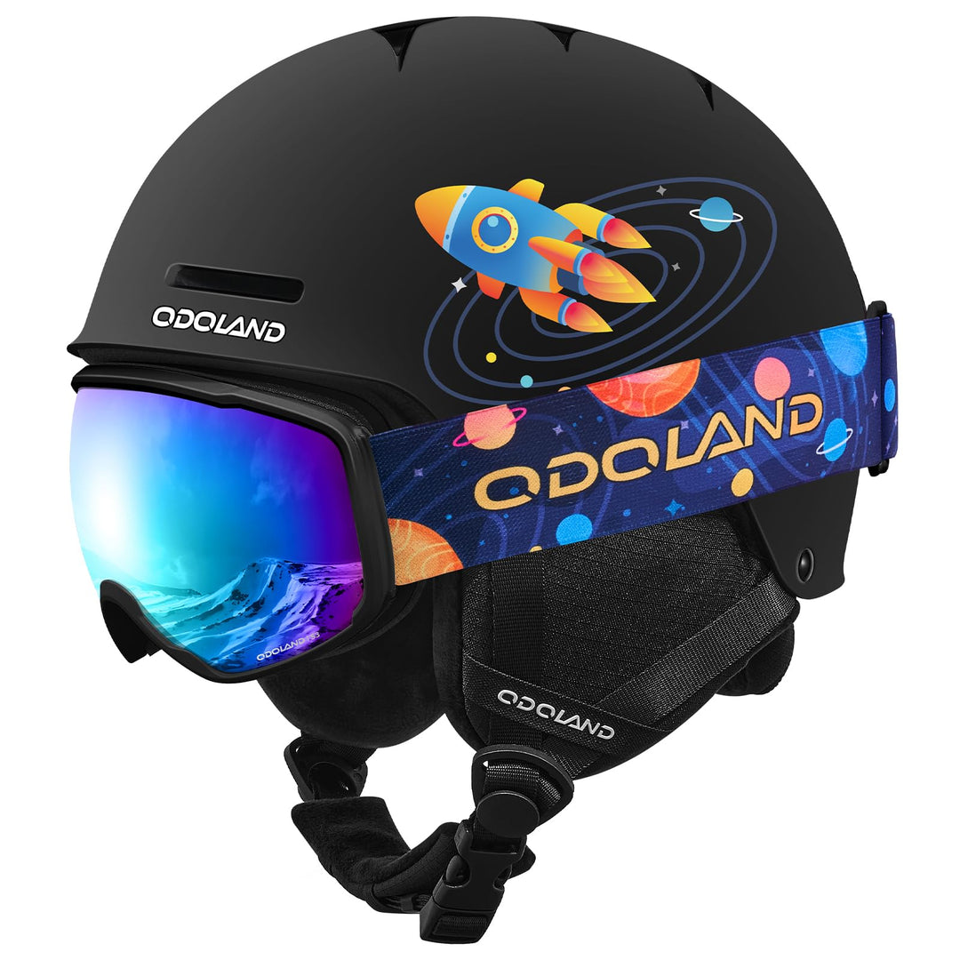 Odoland Kinder Skihelm und Skibrille Set, Snowboardhelm für Jungen und Mädchen, Verstellbar Schneehe