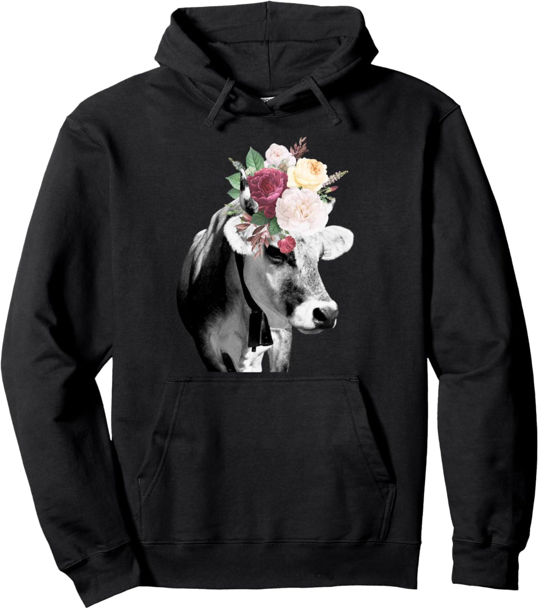 Kuh Grauvieh Rind Tier Landwirt Muh Blumen Bauer Geschenk Pullover Hoodie