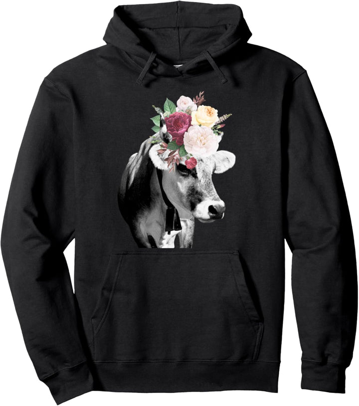 Kuh Grauvieh Rind Tier Landwirt Muh Blumen Bauer Geschenk Pullover Hoodie