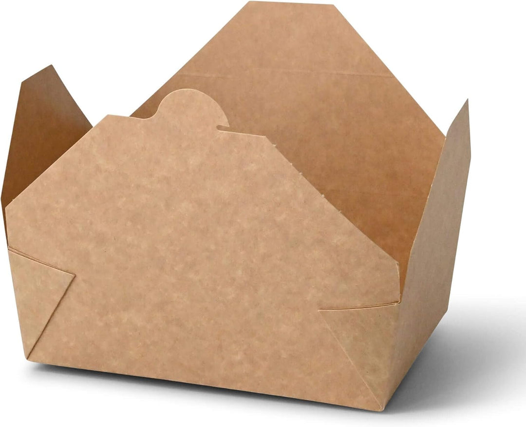 BIOZOYG Speise Box Take Away I Bio Speisebox mit Faltdeckel 1500 ml I Pappschachtel rechteckig I bra