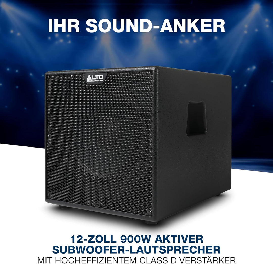 ALTO TX12S 900W 12-Zoll Aktiv Subwoofer, DSP-optimierter PA Anlage mit 2-Zoll Schwingspule, überrage