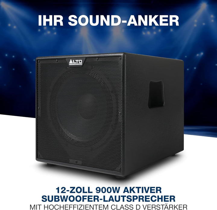ALTO TX12S 900W 12-Zoll Aktiv Subwoofer, DSP-optimierter PA Anlage mit 2-Zoll Schwingspule, überrage