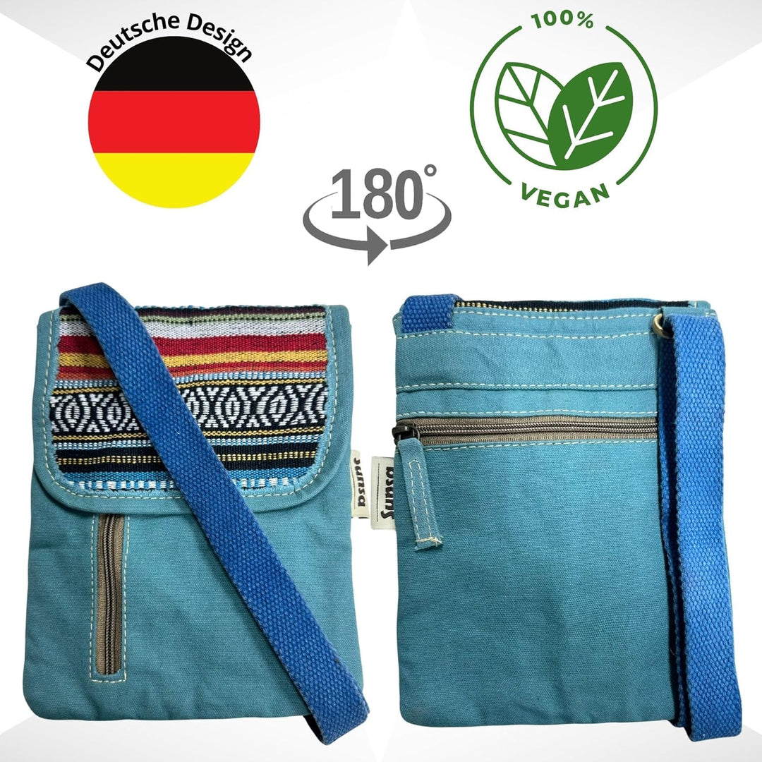Sunsa Damen Umhängetasche. Nachhaltige Crossover Tasche. Vegane Kleine Messenger Bag mit mehreren Fä