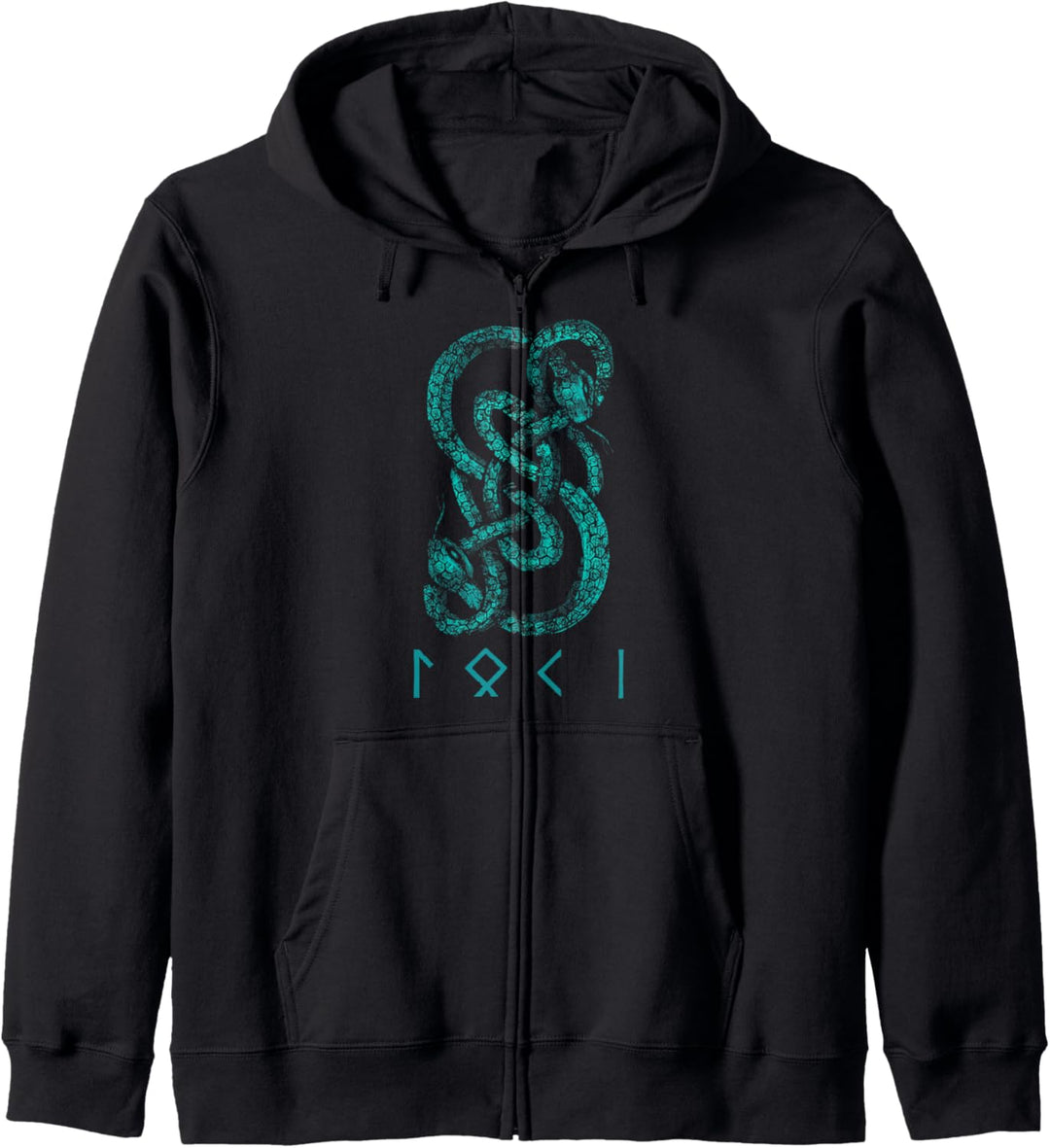 Loki Name nordische Runen und Schlange nordische nordische Mythologie Kapuzenjacke