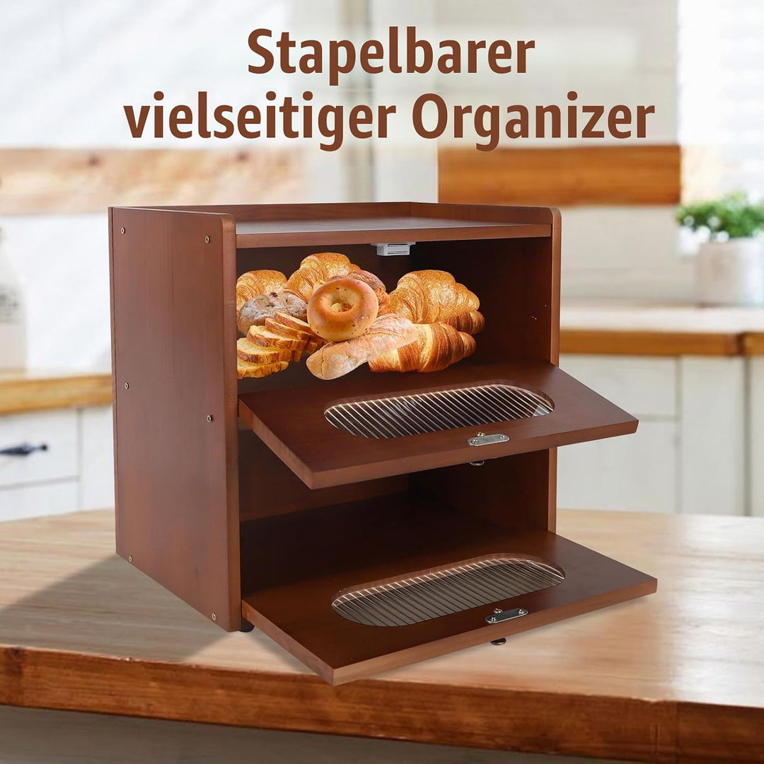 Brotkasten Holz für Küchenarbeitsplatte, Aufbewahrungsbox, Küche Brotbehälter, Corner Bread Box, Bra