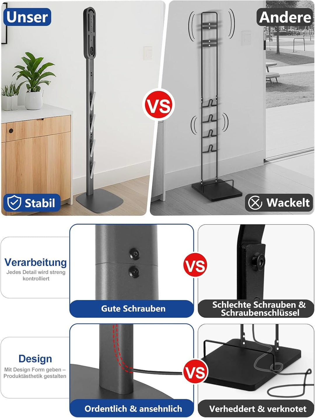 Staubsauger Ständer – Kompatibel mit Dyson Gen5, V15, V12, V11, V10, V8, V7, V6 – Metall Bodenstände