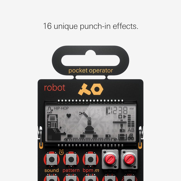 Teenage Engineering PO-28 robot Synthesizer und Sequencer (Pocket Operator mit 8-bit Sounds, LCD Dis