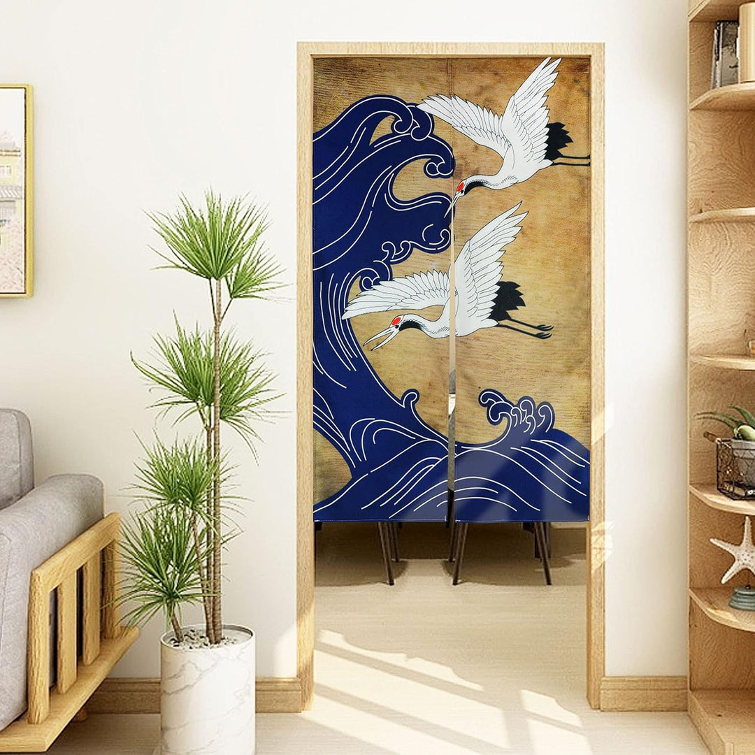 LIGICKY Japanischer Stil dick Leinen Noren Lang Vorhang Tür Vorhang Raumteiler Tapisserie für die He