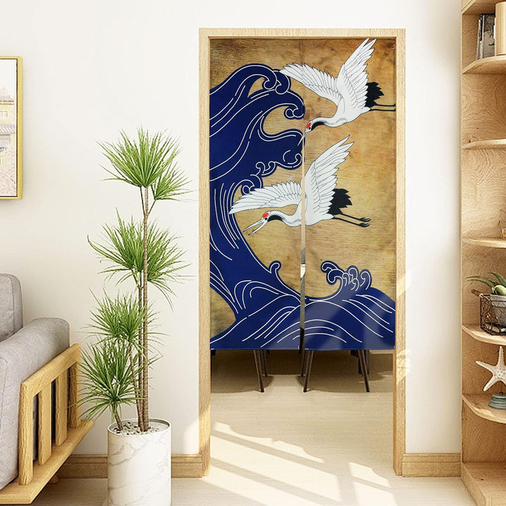 LIGICKY Japanischer Stil dick Leinen Noren Lang Vorhang Tür Vorhang Raumteiler Tapisserie für die He