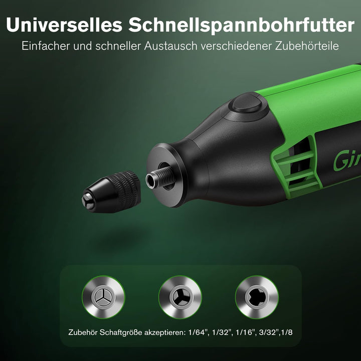 Multifunktionswerkzeug 200W Rotationswerkzeug Ginour Drehwerkzeug mit 129 Zubehör und 6 Aufsätze 6 V