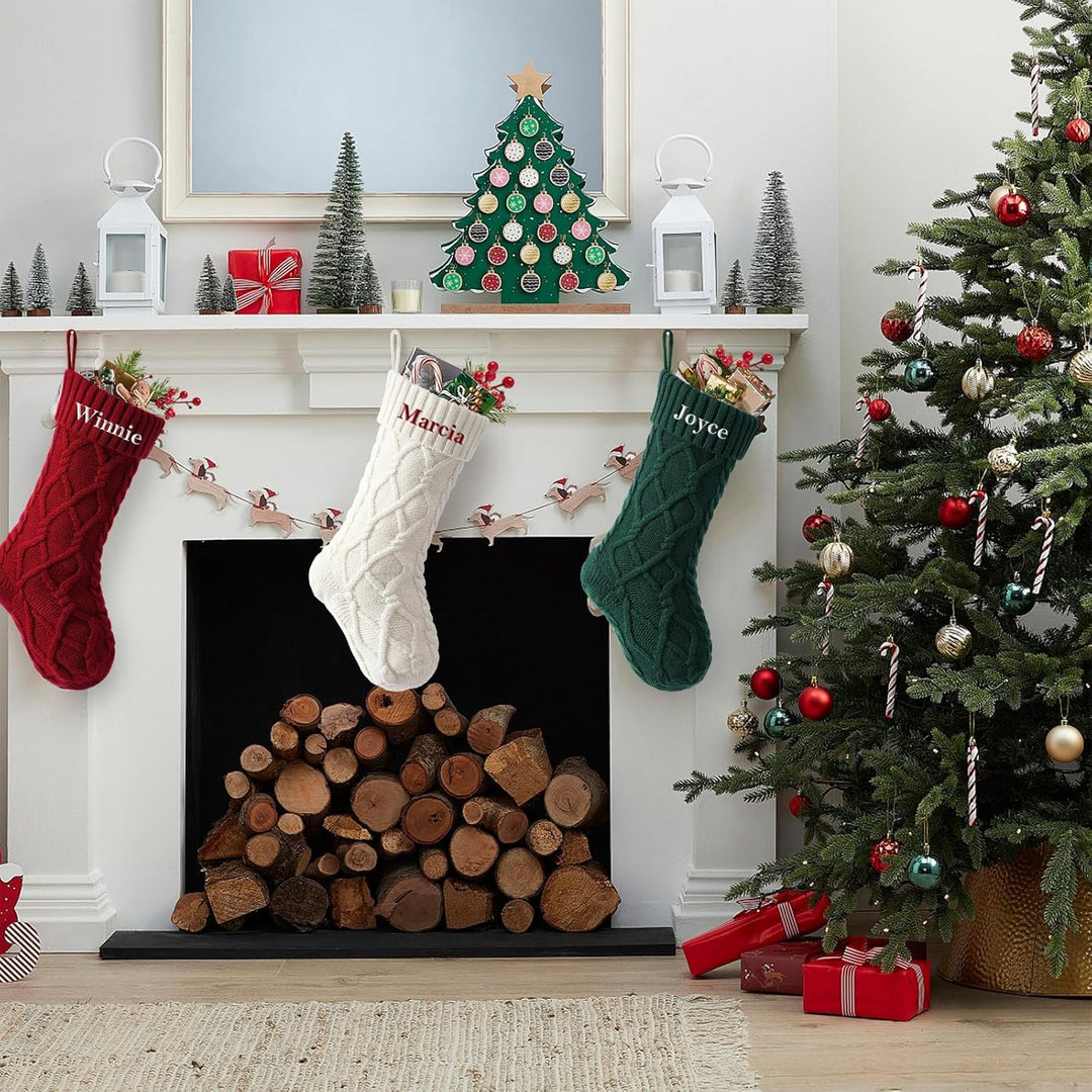 Weihnachtsstrumpf Personalisiert Nikolausstrumpf mit Benutzerdefinierte Namen 18” Grosser gestrickte