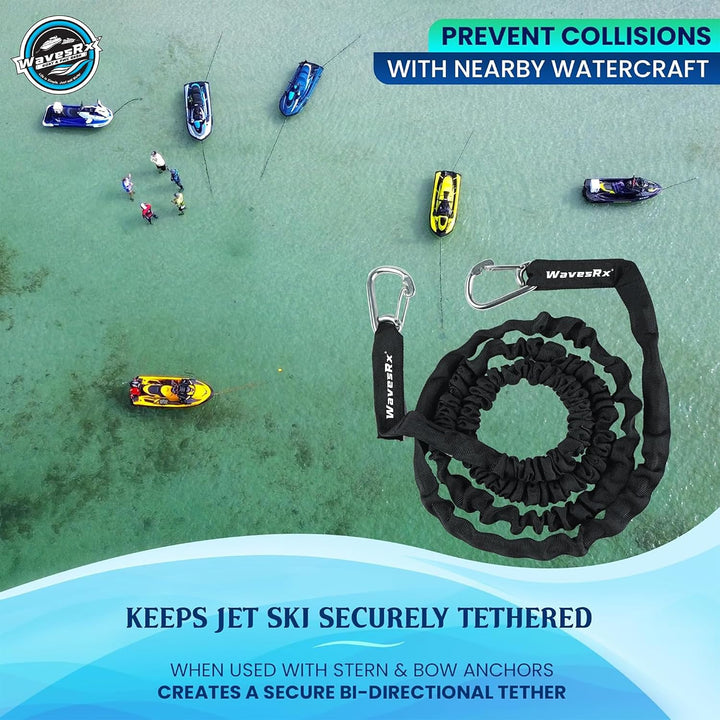 WAVESRX AnchorMate Bungee Line | Bungee-Ankerleinen für Boote, Jetskis und Kajaks (7-14 Black) 7-14