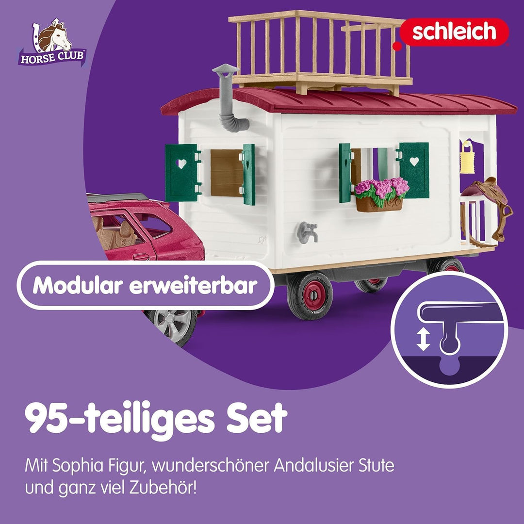 schleich 42593 Wohnwagen für geheime Club-Treffen, für Kinder ab 5-12 Jahren, HORSE CLUB - Spielset