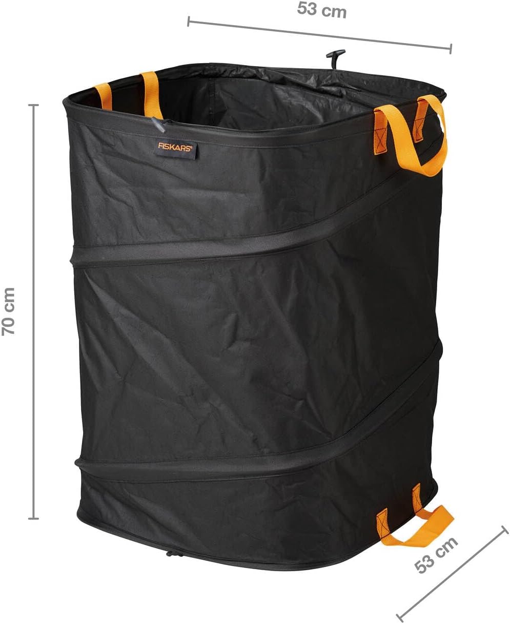 Fiskars PopUp-Gartensack mit Griffen, Platzsparend faltbar, Fassungsvermögen: 175 L, Höhe: 70 cm, Br