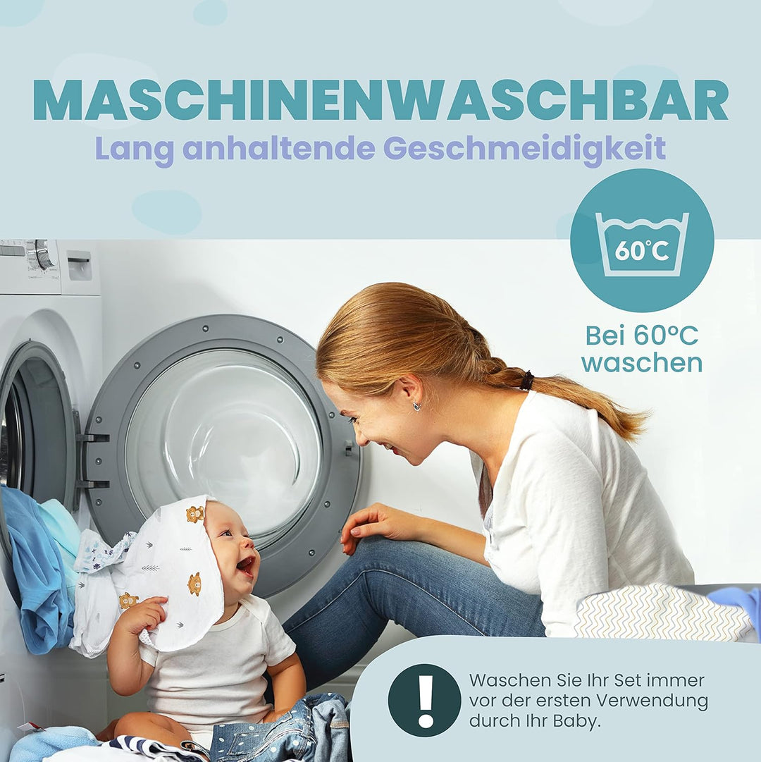 2X Spannbettlaken aus 100% Baumwolle mit Gummiband - 1X Matratzenschoner aus 100% wasserdichtem Mate
