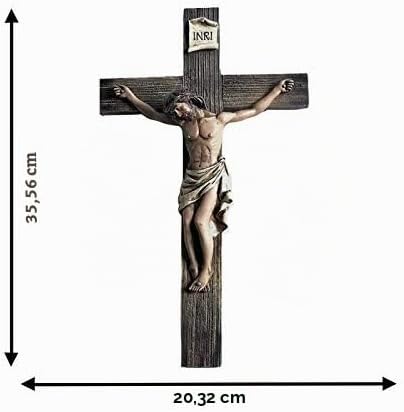 Jesus Christus Kruzifix Wandkreuz INRI Dekor 35,6 cm Kunstharz für Heimdekoration in einer Geschenkb