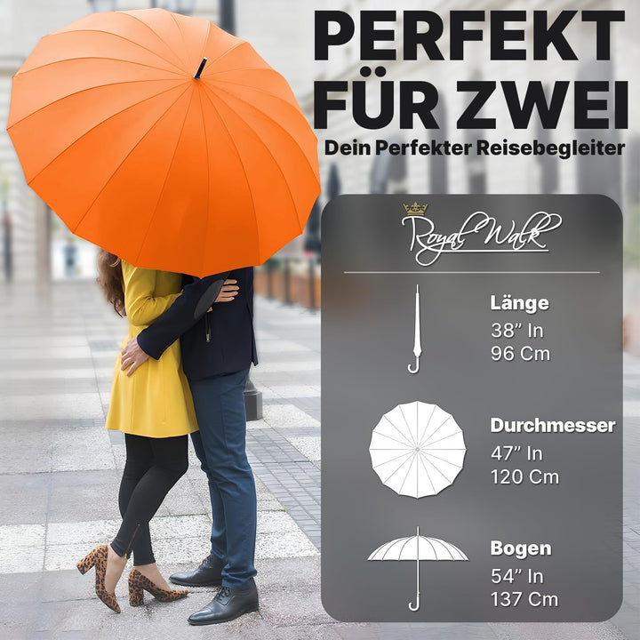 Royal Walk Regenschirm Gross Sturmfest Golf Schirm XXL Stabiler Stockschirm | Grosser Regenschirm fü