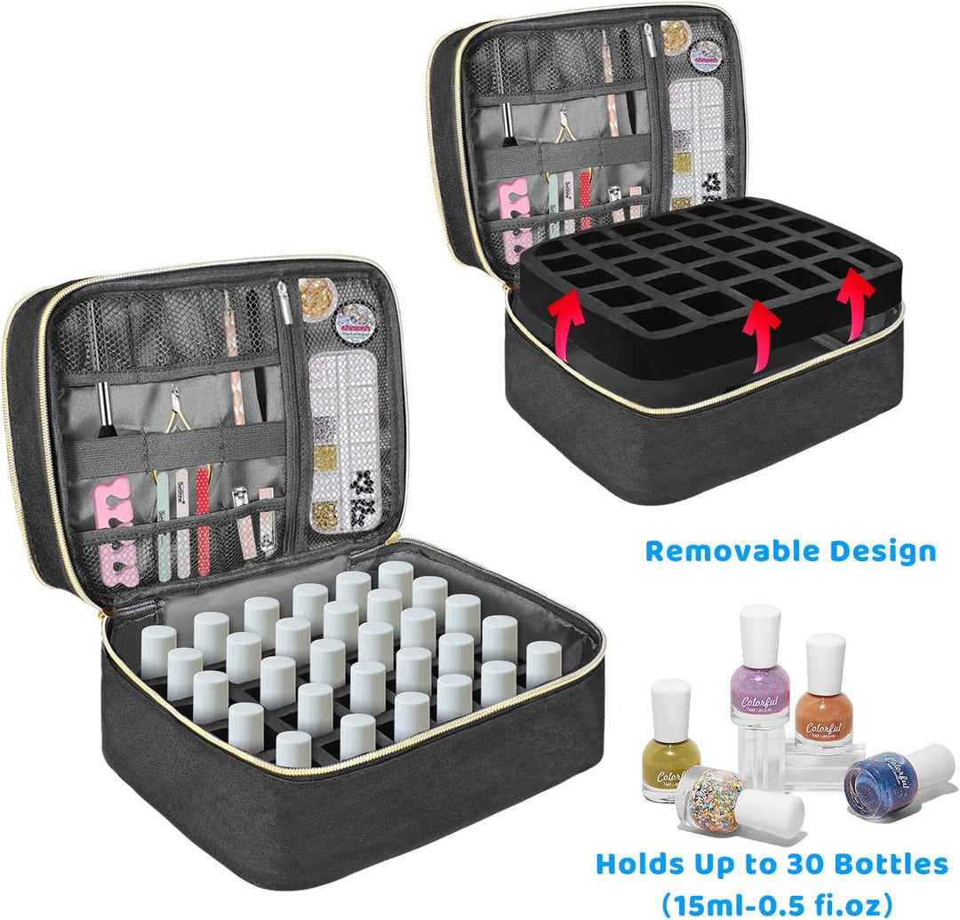 Nagellack Organizer Tasche, Doppelschicht Nagellack Aufbewahrung Box, Organizer Koffer für Nageldesi