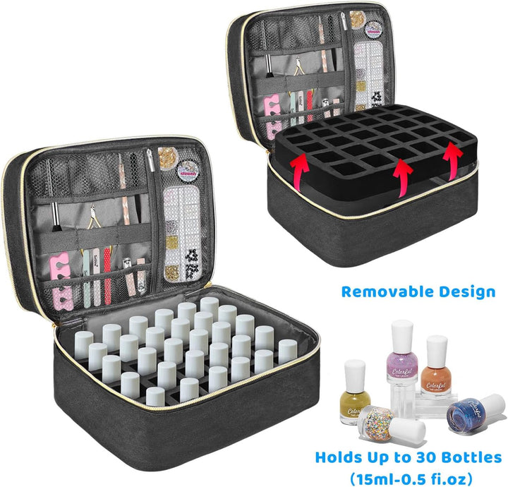 Nagellack Organizer Tasche, Doppelschicht Nagellack Aufbewahrung Box, Organizer Koffer für Nageldesi