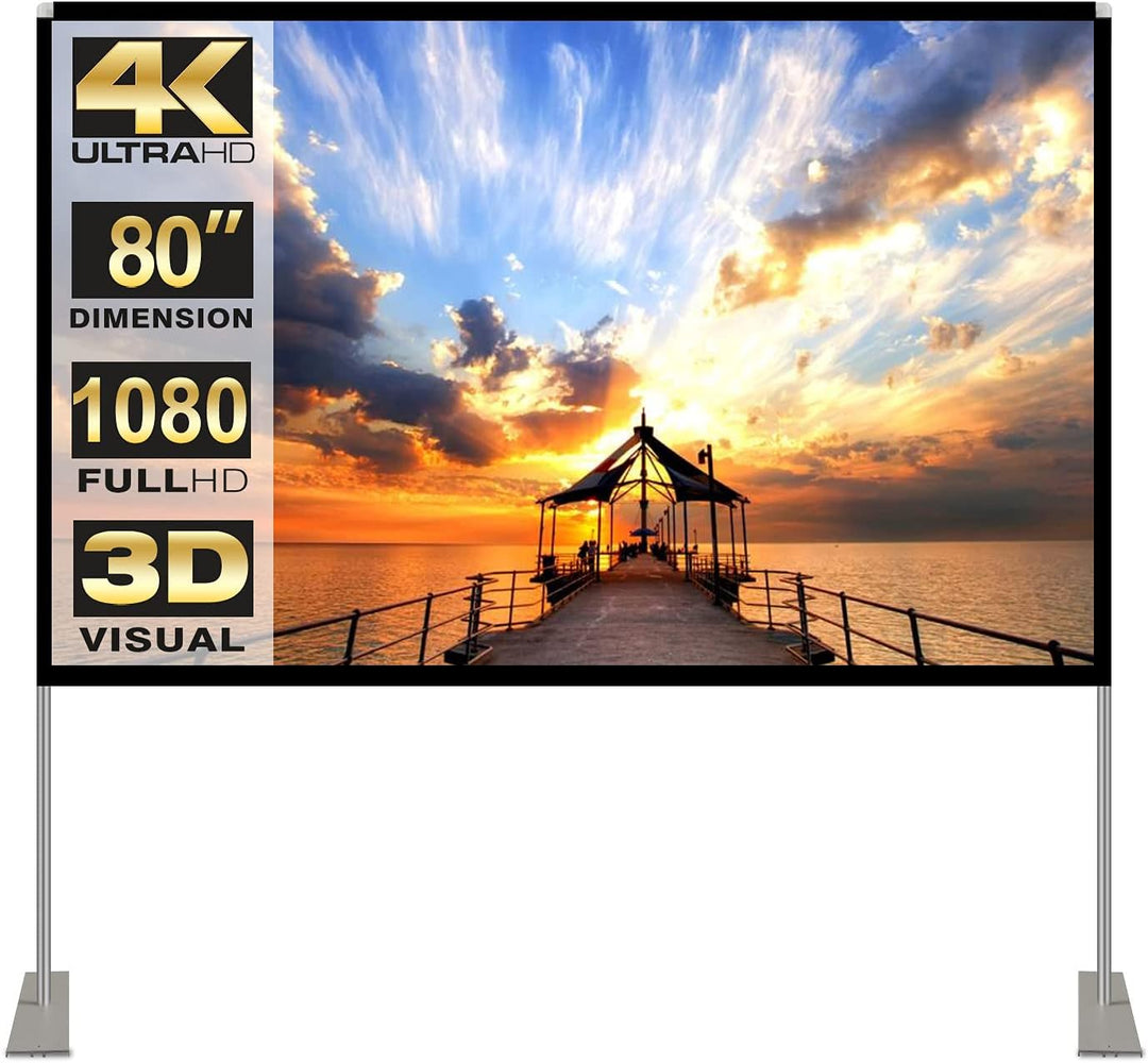 Projektion Leinwand mit Stand 80 Zoll HD 4K Outdoor Indoor Projector Screen Schnelles Falten Tragbar