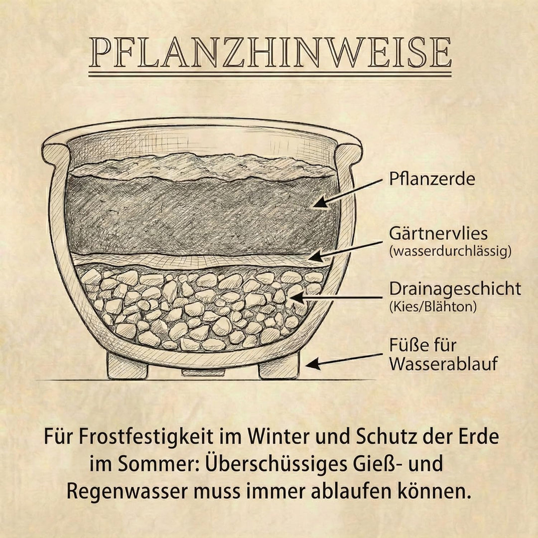 Teramico Pflanzschale Bavaria Steinzeug Keramik – Absolut Winterhart & Frostfest – Hochwertige Handa