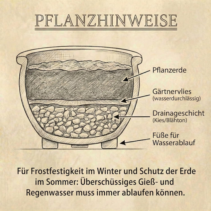 Teramico Pflanzschale Bavaria Steinzeug Keramik – Absolut Winterhart & Frostfest – Hochwertige Handa
