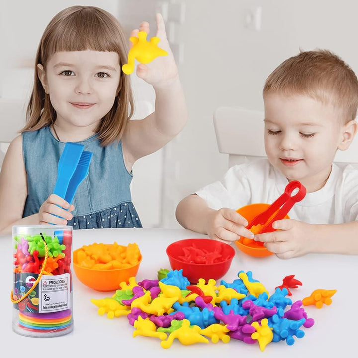 LEADSTAR Montessori Spielzeug ab 3 4 5 Jahre,58 Stück Dinosaurier Zählen Farberkennung Spielzeug, Mo