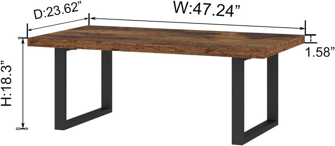 IBF Ländliches Braun Wohnzimmertisch für Couch Schlichter industrieller rechteckiger Couchtisch mode