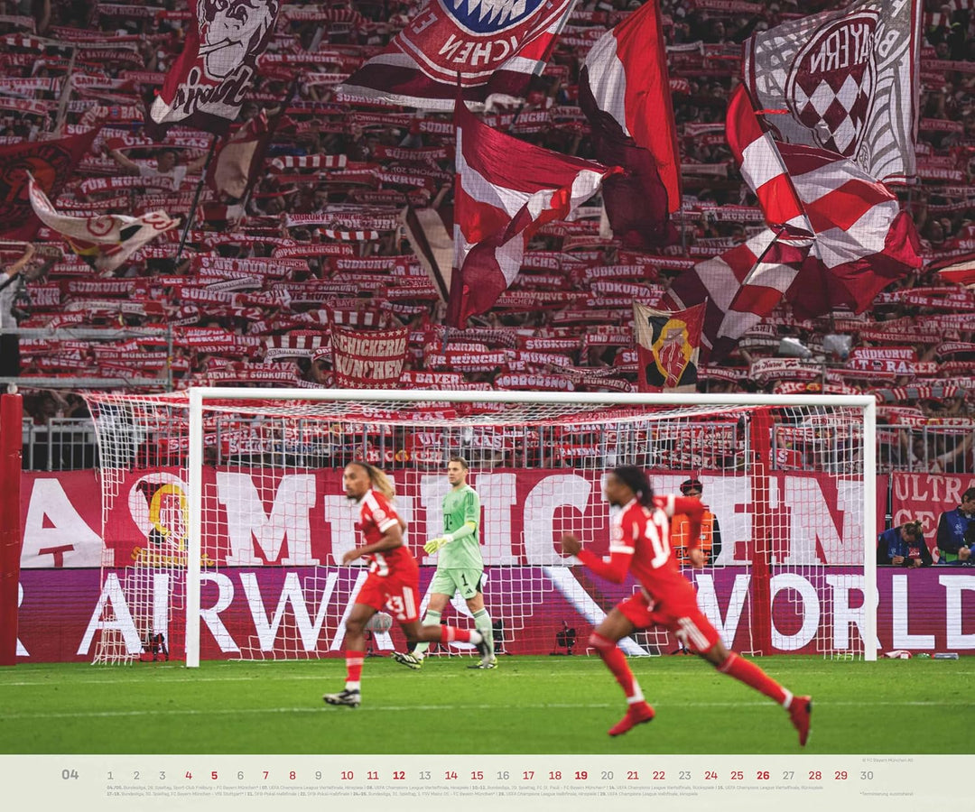 N Neumann - FC Bayern München 2026 – Wandkalender 60x50 cm mit 12 Monatsblättern, deutschem Kalendar