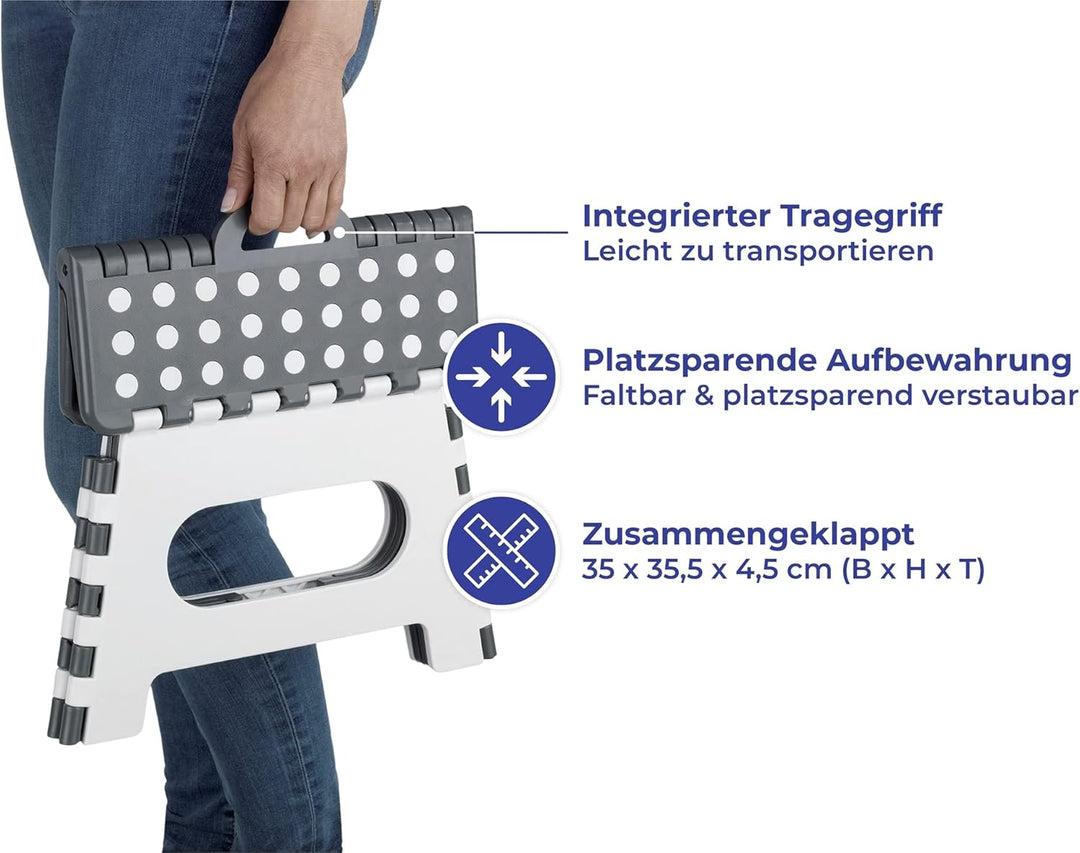 Maximex Klapphocker Secura - extrem belastbar bis 350 kg, Polypropylen, 35 x 22 x 27 cm, Mehrfarbig