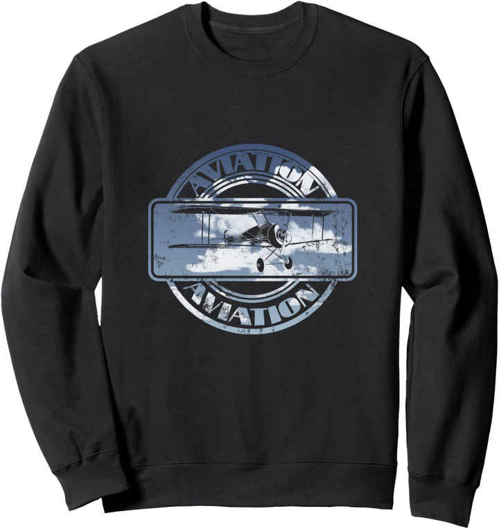 Vintage Retro Aviation Doppeldecker Pilotenabzeichen Sweatshirt