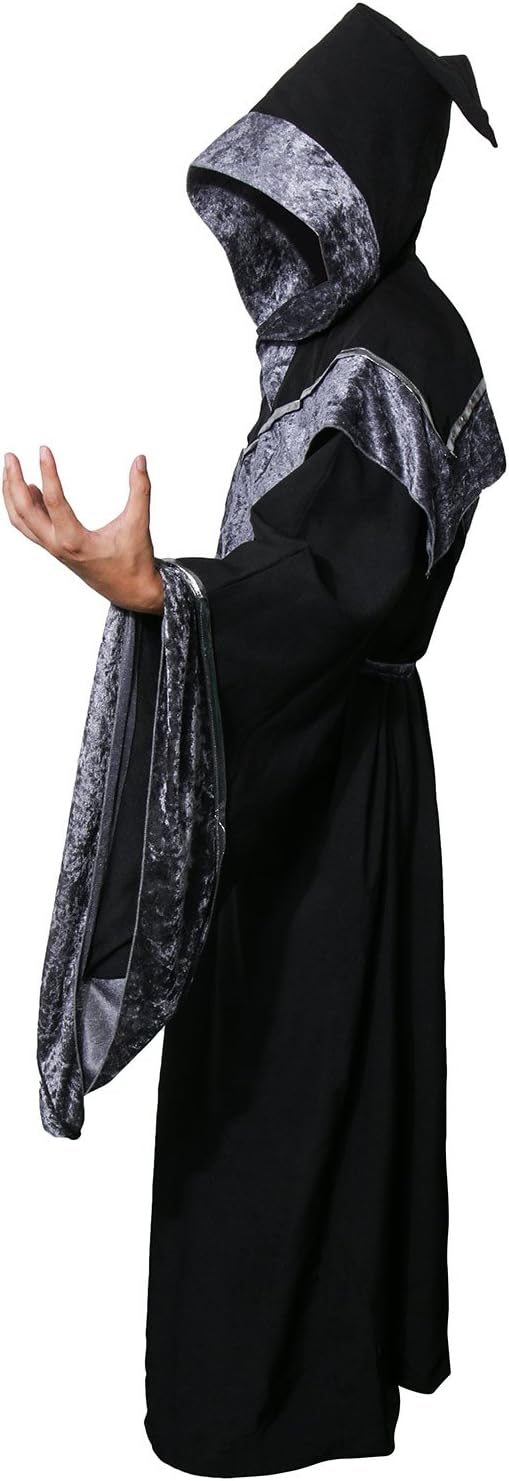 Nofonda Zauberer Kostüm, Dunkler Zauberer Robe, Hexenmeister Umhang, Cosplay Kostüm (S), S