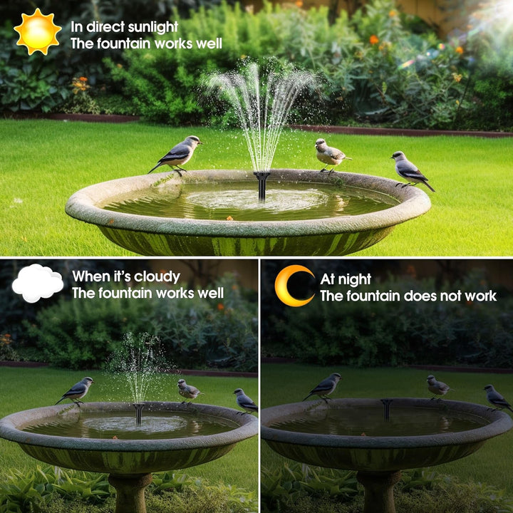 Biling 6W Solar Springbrunnen für aussen mit 3000mAh Batterie Solar Teichpumpe mit Akku Solar Brunne