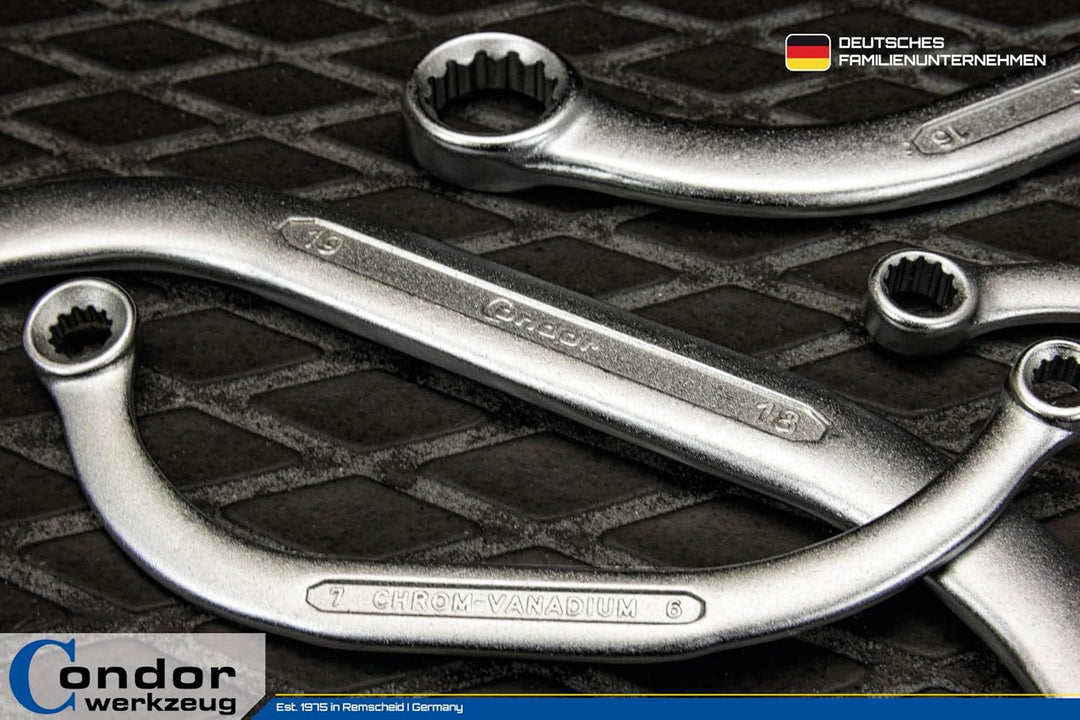 CONDOR Werkzeug 4404 | Starter- und Blockschlüssel-Satz | 7-tlg. | 6x7-18x19 mm | Chrom-Vanadium-Sta
