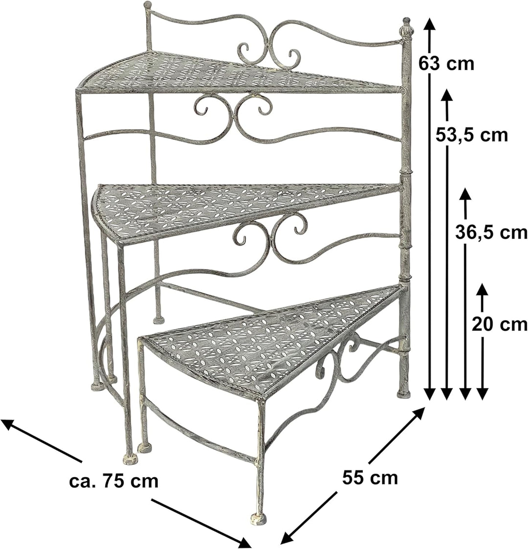 DanDiBo Blumentreppe Innen Metall Weiss Grau 55 cm Blumenständer mit 3 Ablagen 96125 Blumenständer B