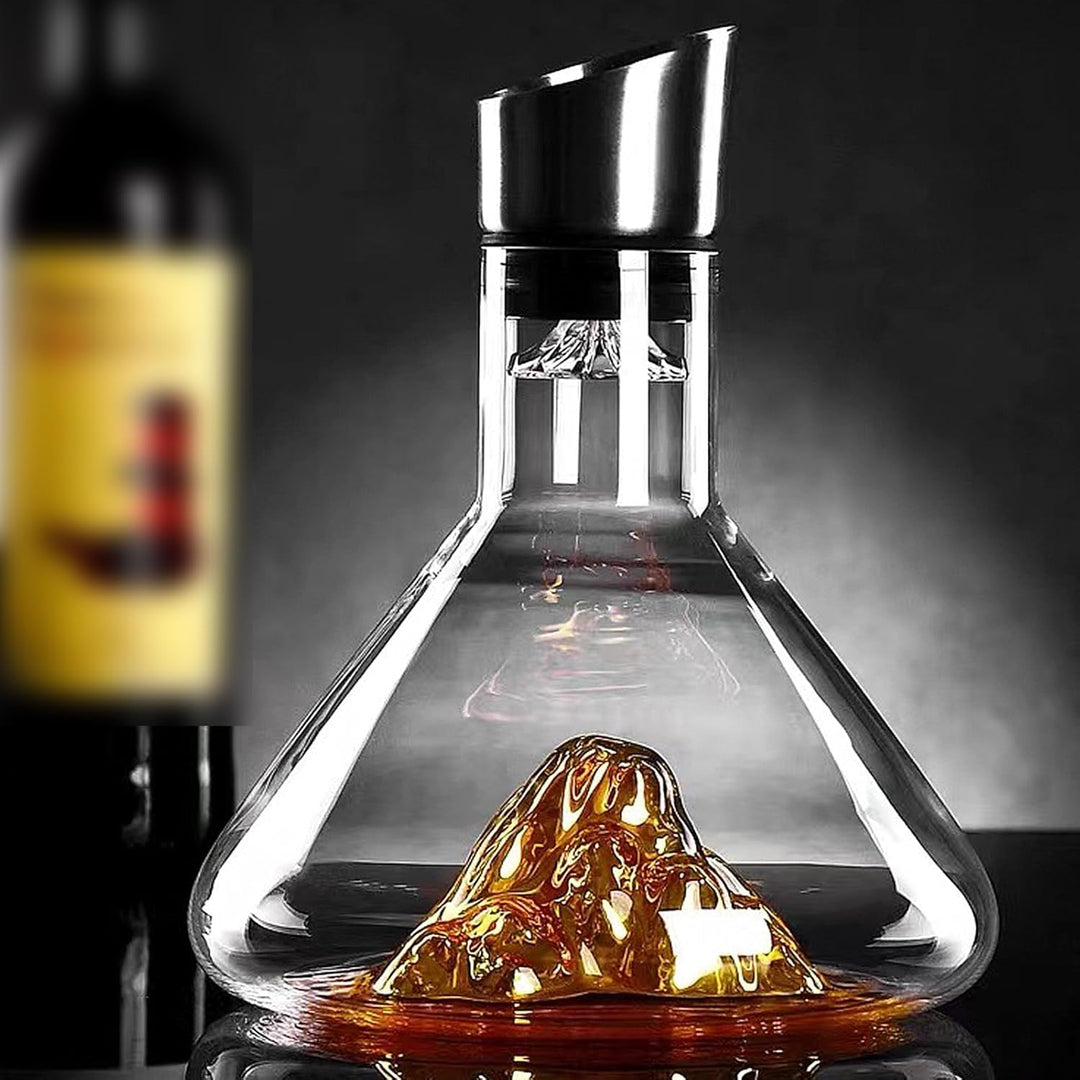 Wine Decanter Set with Aerator Filter, 1.5L Wine Carafe Red Wine Decanter, Lead-Free, Hand Blown Win