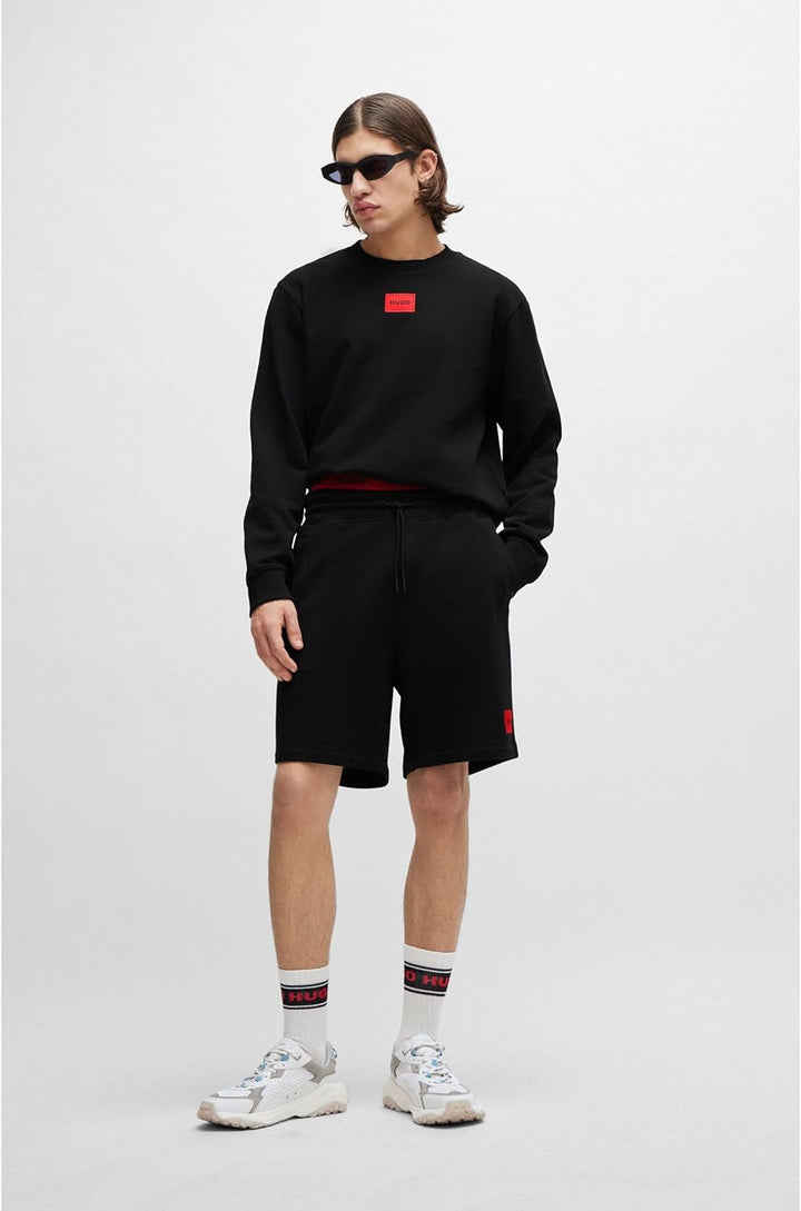 HUGO Herren Diragol212 Regular-Fit Sweatshirt aus Baumwoll-Terry mit Logo-Etikett XS Black1, XS Blac