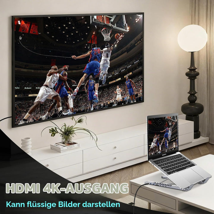 CISSIYOG Laptop Ständer,Höhenverstellbar und Faltbar,Laptop Ständer mit USB C 7in1 Dockingstation, H