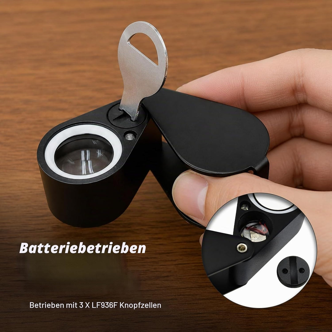 10x21mm Lupe Juwelier Lupe LED UV-Licht Triplet Objektiv Vergrösserungsstein Optisches Werkzeug 10-f